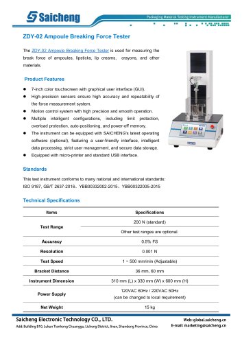 Saicheng Ampoule Breaking Force Tester ZDY-02