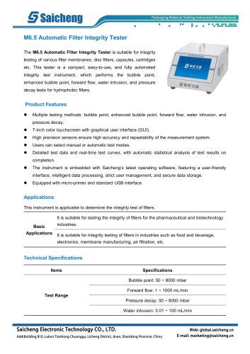Saicheng Automatic Filter Integrity Tester M6.5