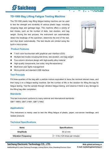 Saicheng Bag Lifiting Fatigue Testing Machine TD-1000