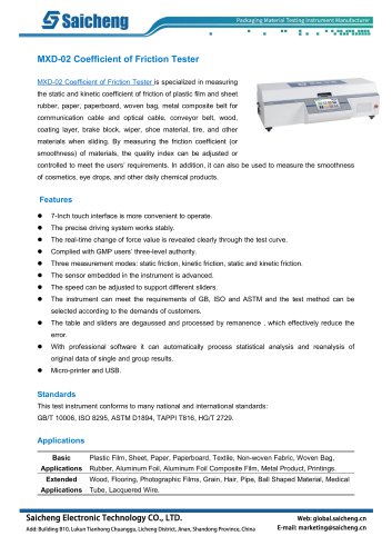 Saicheng Coefficient of Friction Tester MXD-02