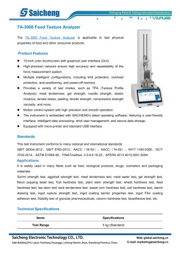 Saicheng Food Texture Analyzer TA-3000