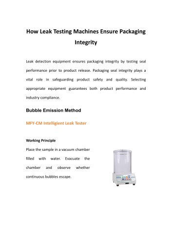 Saicheng-How Leak Testing Machines Ensure Packaging Integrity