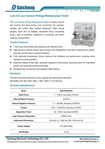 Saicheng Luer Conical Fittings Multipurpose Tester Luer-c2