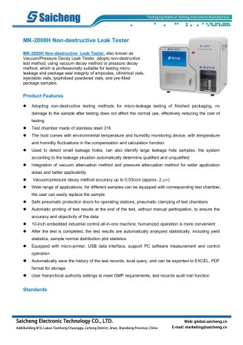 Saicheng Non-destructive Leak Tester MK-2000H