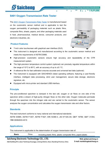 Saicheng Oxygen Transmission Rate Tester S401