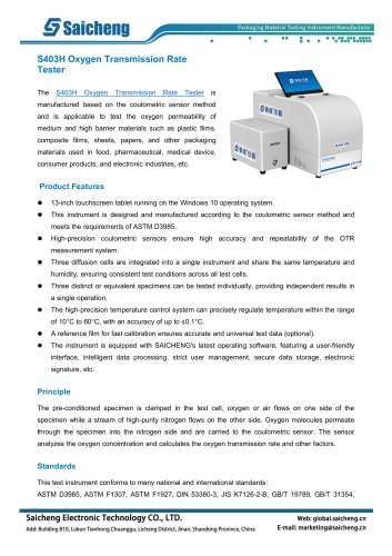 Saicheng Oxygen Transmission Rate Tester S403H