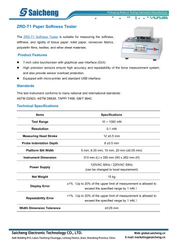 Saicheng Paper Softness Tester ZRD-T1