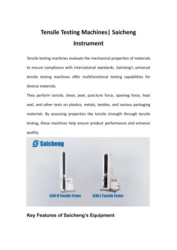 Saicheng Tensile Testing Machines