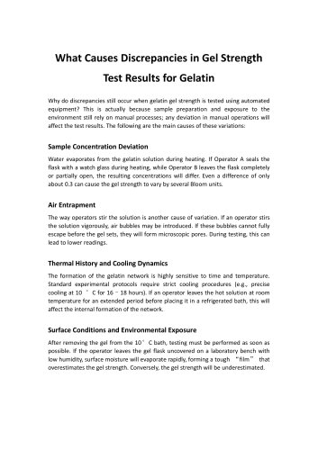 What Causes Discrepancies in Gel Strength Test Results for Gelatin