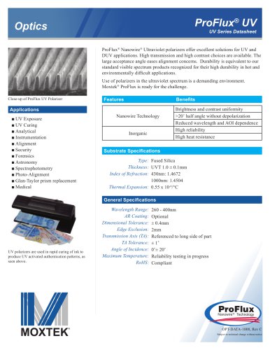 ProFlux® UV, UV Series Datasheet