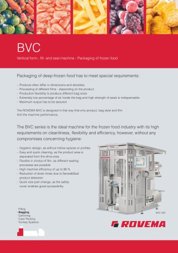 Vertical form-, fill- and seal machine - Packaging of frozen food