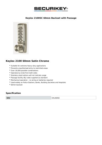 Keylex 2100SC 60mm Backset with Passage