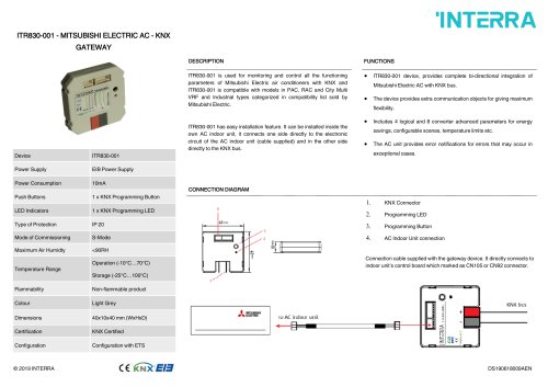 ITR830-001 - MITSUBISHI ELECTRIC AC - KNX GATEWAY