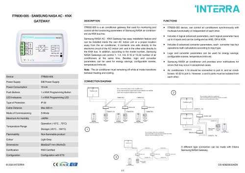 ITR830-005 - SAMSUNG NASA AC - KNX GATEWAY