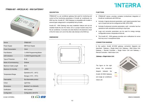 ITR830-007 - ARCELIK AC - KNX GATEWAY