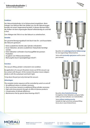 Vacuum lifting cylinders