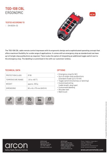 product data sheet TGD-108 CBL
