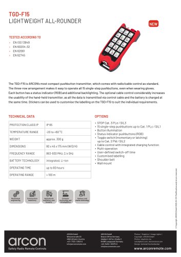 product data sheet TGD-F15
