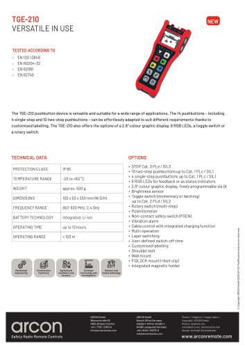 product data sheet TGE-210