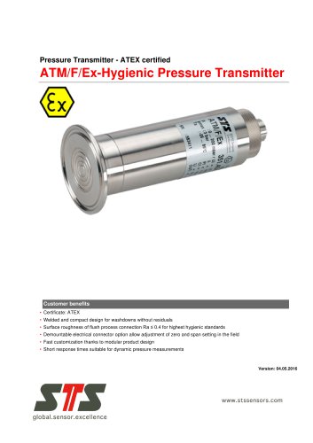 ATM/F/Ex Hygienic Pressure Transmitter ATEX