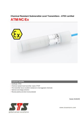 ATM/NC/Ex submersible level transmitter for corrosive media ATEX