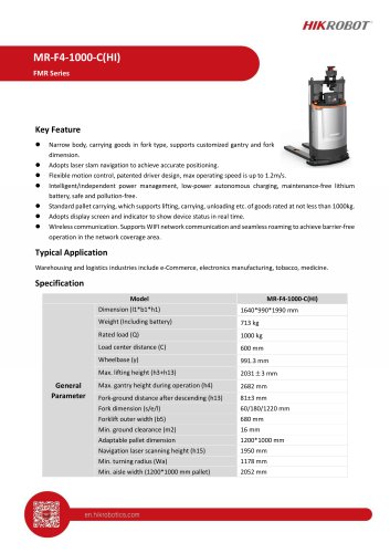 Forklift Mobile Robot MR-F4-1000-C(HI)