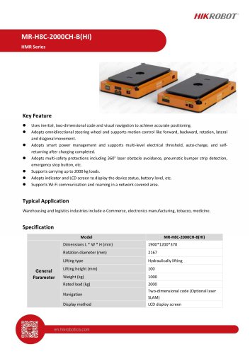 Heavy-duty Mobile Robot MR-H8C-2000CH-B(HI)