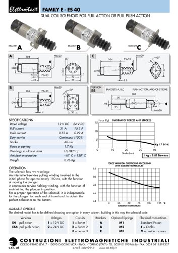 DUAL COIL SOLENOID FOR PULL ACTION OR PULL-PUSH ACTION FOR CONTINUOUS DUTY E -ES 40 FAMILY