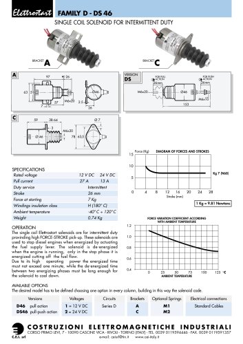 SINGLE COIL SOLENOID FOR INTERMITTENT DUTY D - DS 46 FAMILY