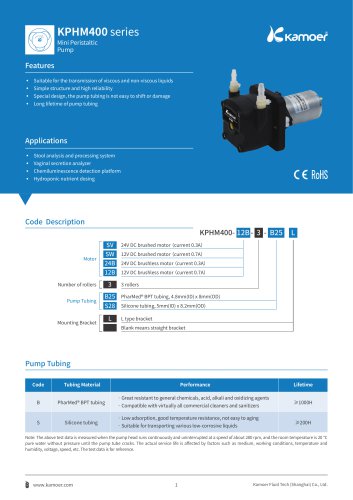 KPHM400 Peristaltic Pump Data Sheet