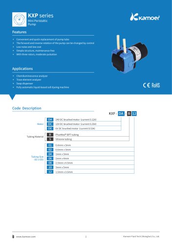 KXF Peristaltic Pump Data Sheet