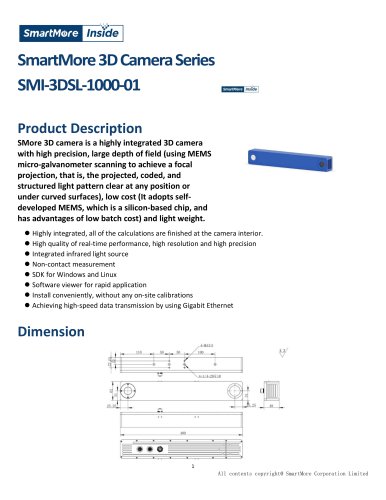 SmartMore 3D Structured light Camera SMI-3DSL-1000-01