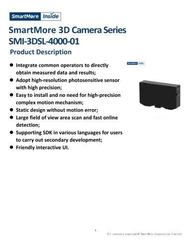 SmartMore 3D Structured light Camera SMI-3DSL-4000-01