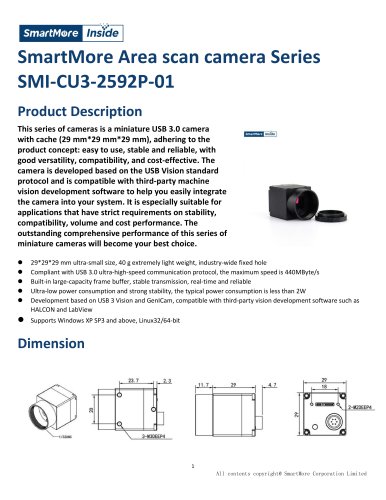 SmartMore Area Scan Camera SMI-CU3-2592P-01