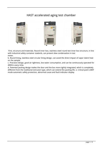 HAST accelerated aging test chamber