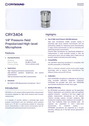 CRY3404 Measurement Microphone