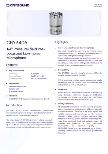 CRY3406 Measurement Microphone