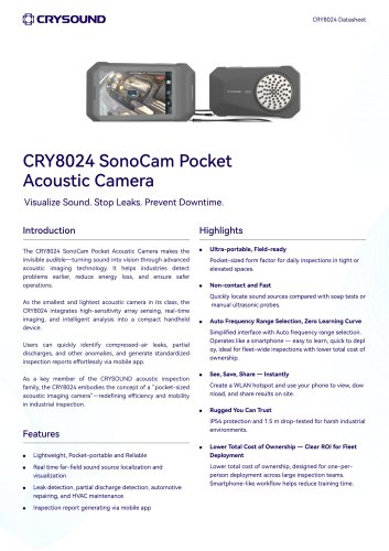 CRYSOUND Acoustic imager CRY8024 SonoCam Datasheet