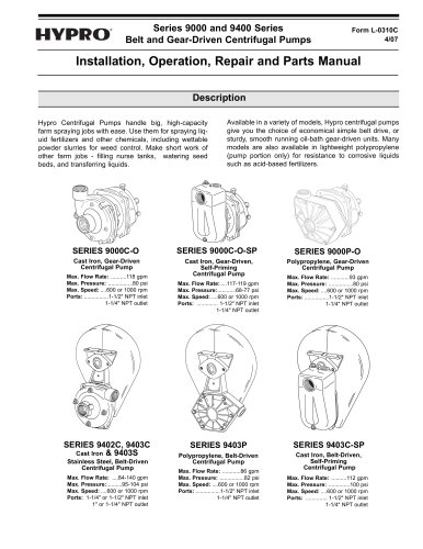 Gear & Belt Drive Centrifugal Operation, Installation & Parts Manual