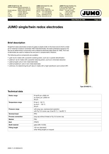 JUMO single/twin redox electrodes