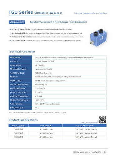 TGU Series Ultrasonic Flow Sensor