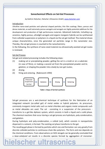 Ultrasonically Improved Sol-Gel Reactions - Hielscher Ultrasonics