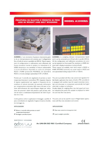 DIGITAL WEIGHT INDICATORS A200EB/L