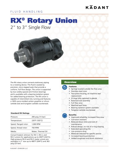 RX Rotary Union (2_ - 3_) Single Flow