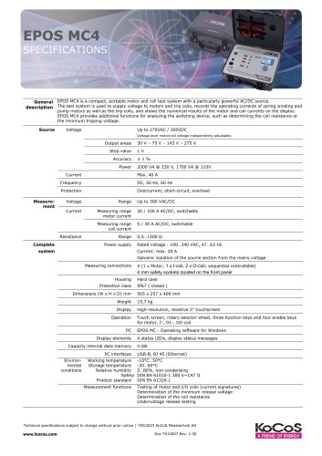 EPOS MC4 Specifications 