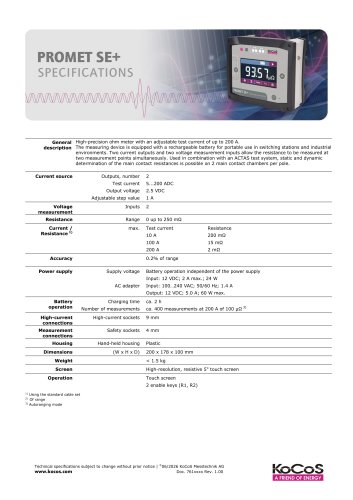 PROMET SE+ Specifications