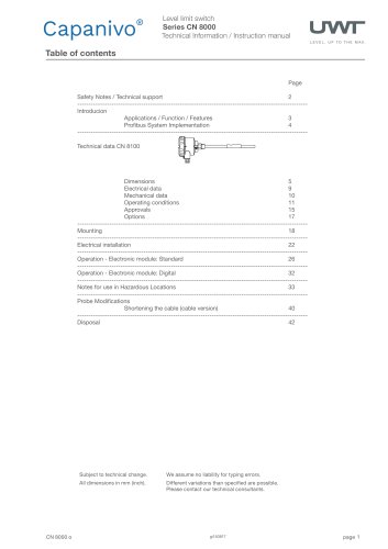 Capanivo® CN 8000 Level limit switch