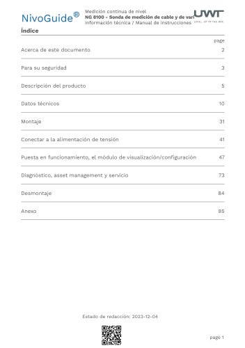 NivoGuide® NG 8000 Medición continua de nivel