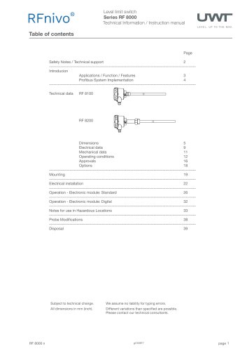 RFnivo® 8000 Level limit switch