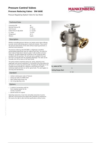 Pressure Reducing Valves DM 668E